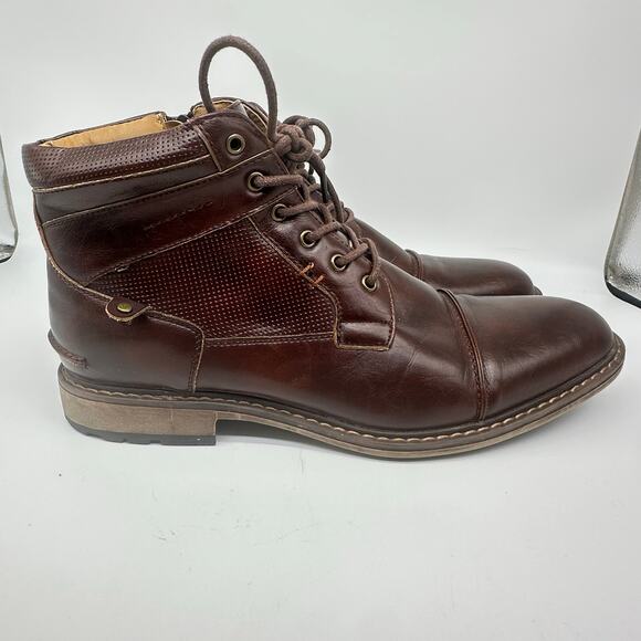 Madden Dylan Brown Lace Up Combat Cap Toe Leather Boots Mens Shoe Size 10 - Picture 7 of 15